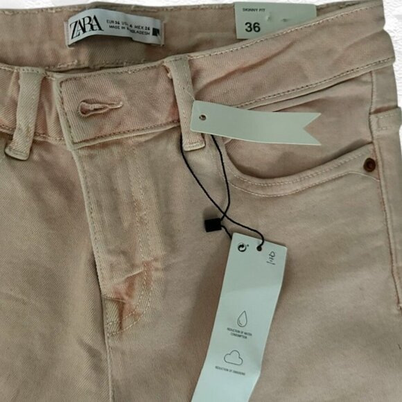 ZARA Skinny Fit Stretch Light Blush Pink Jeans - WAIST 26" - Picture 6 of 6